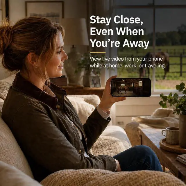 Alt view image 3 of 7 - 4G LTE Horse Stable Camera No WiFi Needed, Wireless Battery Powered Barn Camera for Horses with 5000mAh Long Battery Life, HD Live View, Night Vision, Motion Alerts, SIM Card Not Included