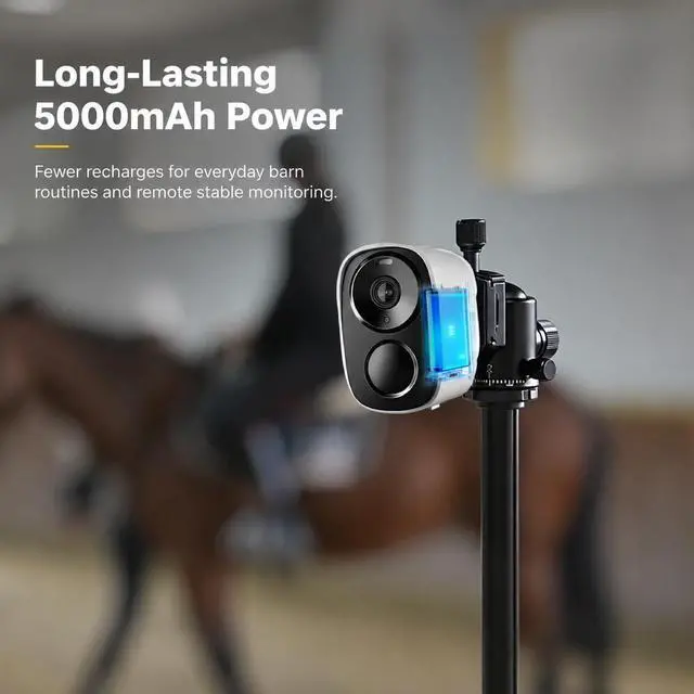 Alt view image 6 of 7 - 4G LTE Horse Stable Camera No WiFi Needed, Wireless Battery Powered Barn Camera for Horses with 5000mAh Long Battery Life, HD Live View, Night Vision, Motion Alerts, SIM Card Not Included