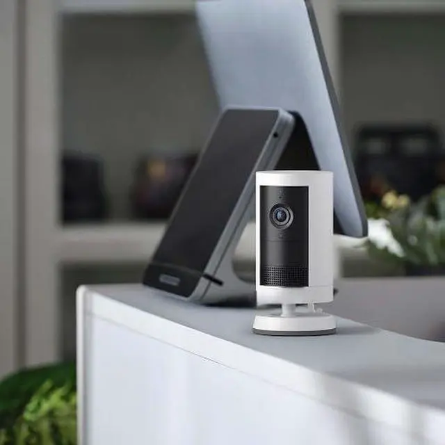 Main image of B0D23XCB6C Outdoor Cam Plus Security Camera, 2K Video, Wi-Fi, Plug-in Power, Two-Way Audio, Motion Detection, Weather-Resistant, White