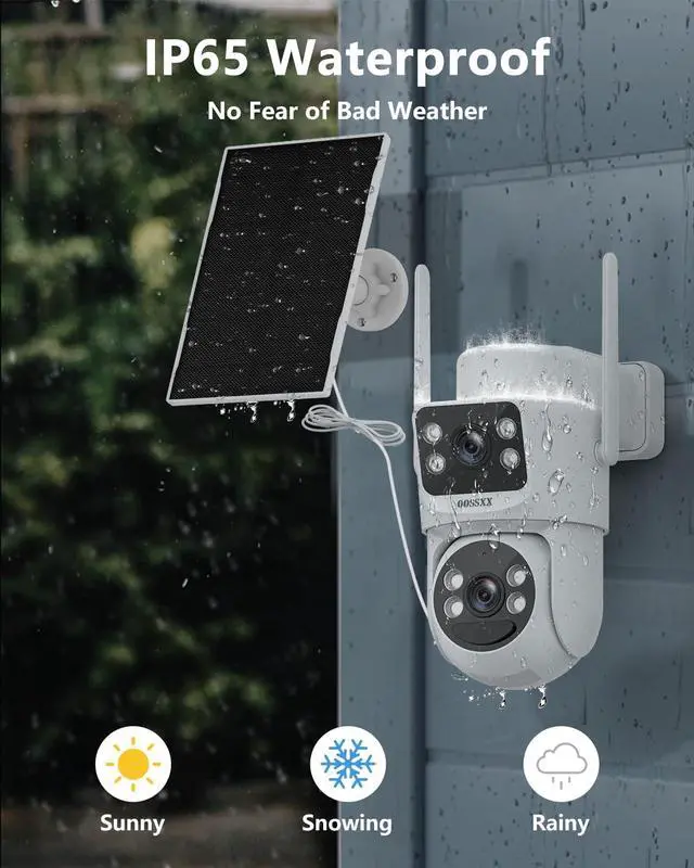 Alt view image 7 of 7 - OOSSXX (2026 New) 100% Wire-Free Solar Battery Camera Dual Lens PTZ Security Cameras Wireless Outdoor, 2.4G/5G WiFi 2.5K Video Surveillance Cam with Motion Detection Alert, 2-Way Audio, Free APP