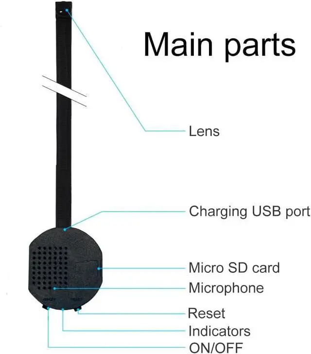 Alt view image 2 of 7 - WiFi IP Camera with Button Cover for Reading Text Remote Mobile Phone View Full HD 1080p Camera