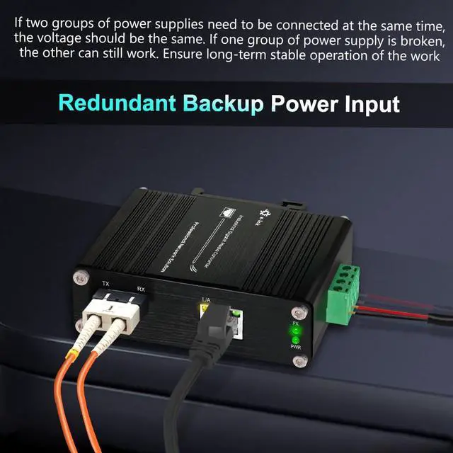 Alt view image 3 of 7 - Mini Industrial Gigabit Multi-Mode Media Converter Hardened 10/100/1000Mbps RJ45 Ethernet Optical Transceiver with 100/1000Base-FX SC Port Auto Detection Transmission Max 550m 12~48V DC