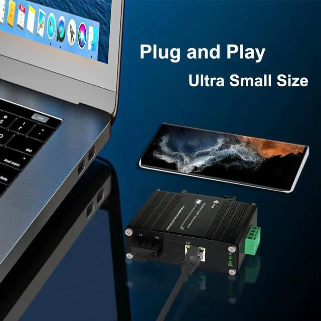 Alt view image 7 of 7 - Mini Industrial Gigabit Multi-Mode Media Converter Hardened 10/100/1000Mbps RJ45 Ethernet Optical Transceiver with 100/1000Base-FX SC Port Auto Detection Transmission Max 550m 12~48V DC