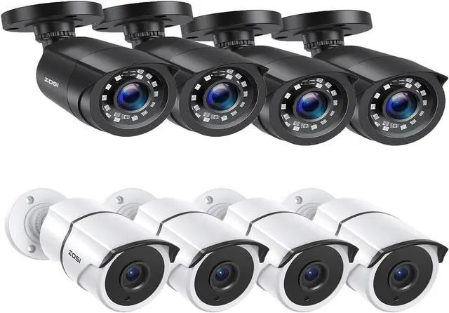 Main image of ZOSI 1080P HD TVI Security Cameras 8-Pack (2 x 4-Pack), 80ft & 120ft Night Vision Combo, Outdoor Indoor Weatherproof Bullet Camera, 1920TVL High Resolution.