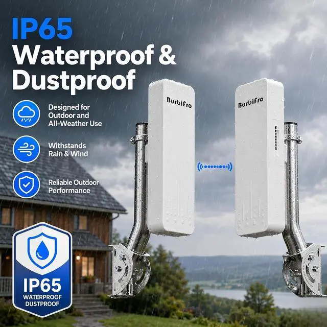 Alt view image 3 of 7 - Point to Point Wireless Bridge Outdoor Kit, 5.8GHz with 14dBi Antenna - Extend Network to Barn, Shop, Garage