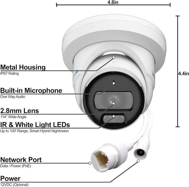 Alt view image 4 of 7 - LTS LXIP3542WE-28MDA Pro-X Series 4MP IP Camera 2.8mm Lens Built-in Mic