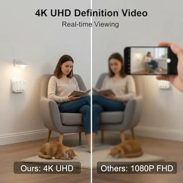 Alt view image 3 of 6 - 4K Smart Plug Security Camera +16GB Micro SDXC Card Bundle
