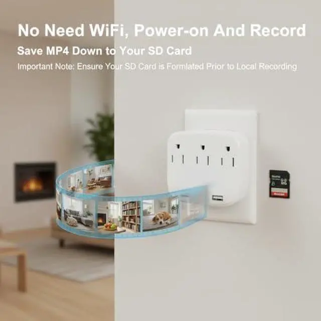 Alt view image 4 of 6 - 4K Smart Plug Security Camera +16GB Micro SDXC Card Bundle