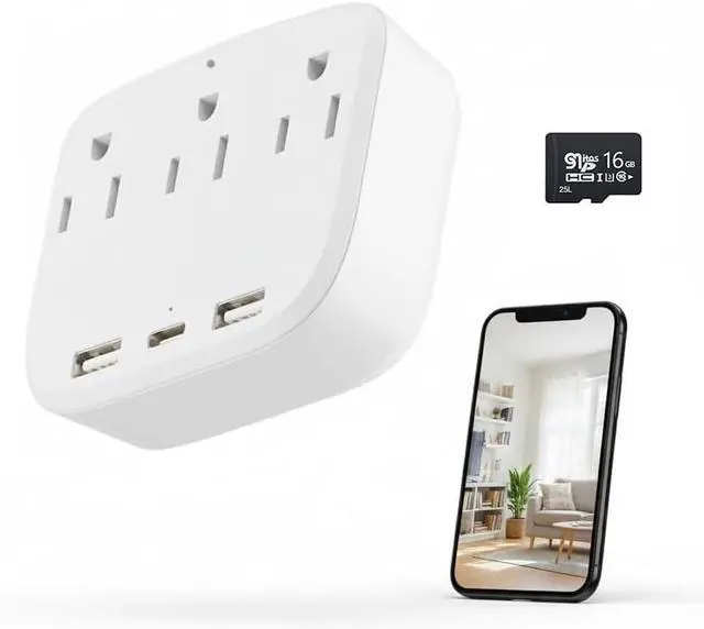 Main image of 4K Smart Plug Security Camera +16GB Micro SDXC Card Bundle