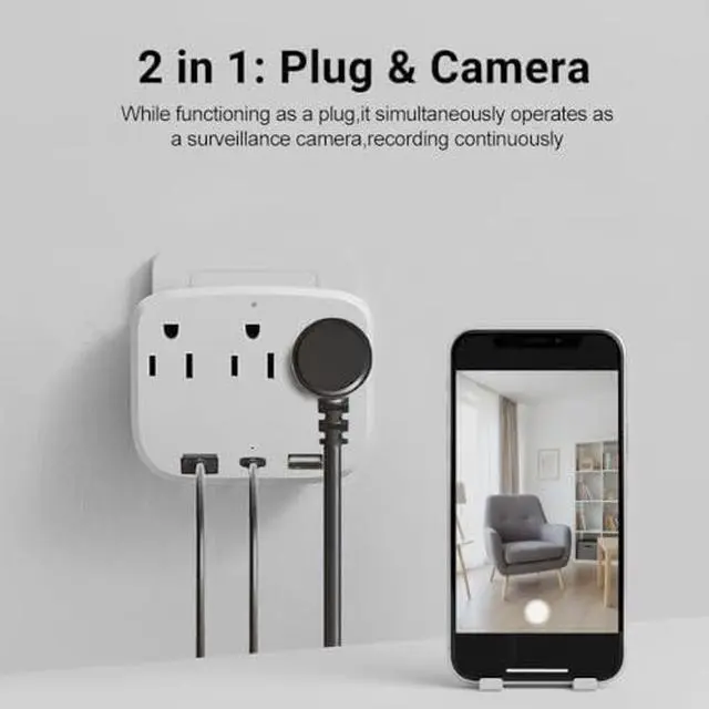 Alt view image 6 of 6 - 4K Smart Plug Security Camera +16GB Micro SDXC Card Bundle