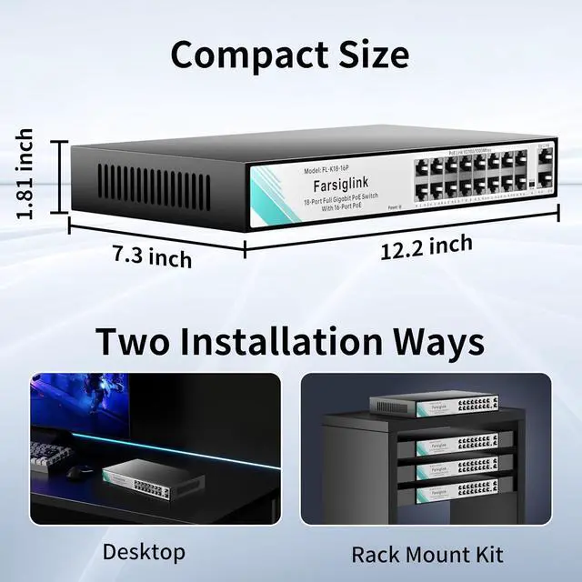 Alt view image 6 of 7 - 18 Port Gigabit PoE Switch