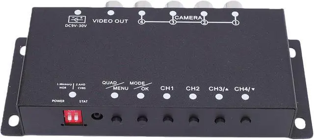 Alt view image 2 of 7 - 4 Channel Car Parking Camera Video Splitter, Mini Color Video Quads Multiplexer, CCTV Splitter with Mirror Image, Remote Control & 1080P Real Time Monitoring