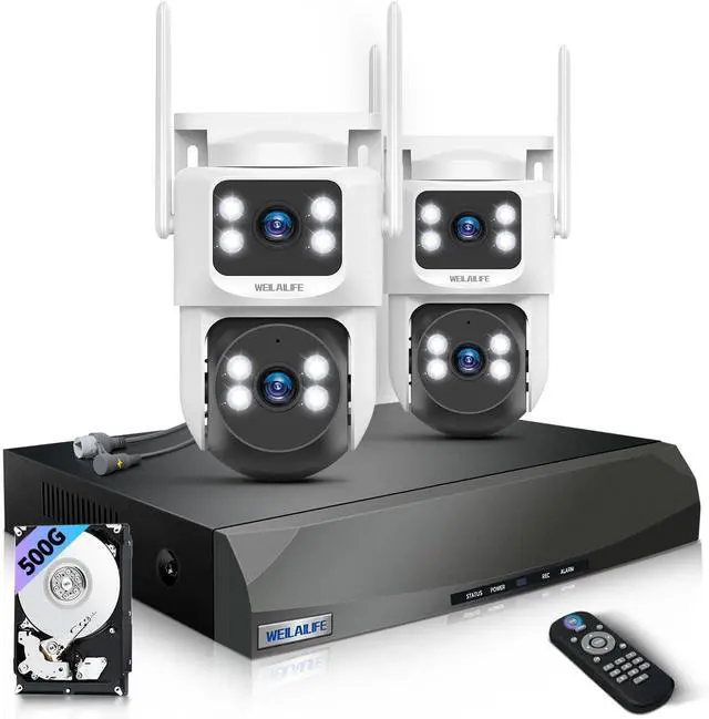 Main image of 2-Way Audio & Auto Tracking 4MP PTZ Security Cameras Wireless Outdoor, WiFi Home Security Camera System, Video Surveillance DVR Kits