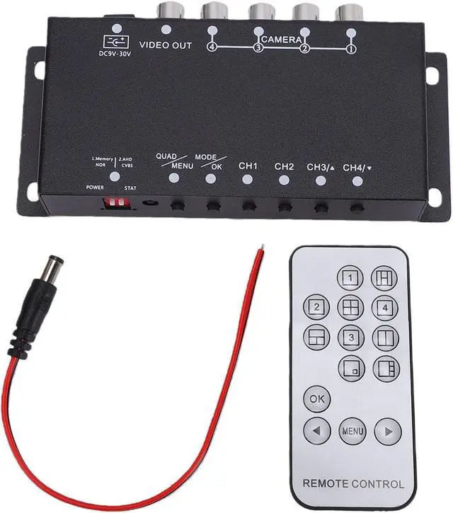 Alt view image 5 of 7 - 4 Channel Car Parking Camera Video Splitter, Mini Color Video Quads Multiplexer, CCTV Splitter with Mirror Image, Remote Control & 1080P Real Time Monitoring