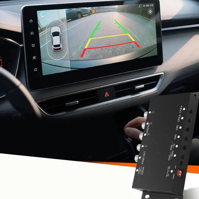 Alt view image 4 of 7 - 4 Channel Car Parking Camera Video Splitter, Mini Color Video Quads Multiplexer, CCTV Splitter with Mirror Image, Remote Control & 1080P Real Time Monitoring
