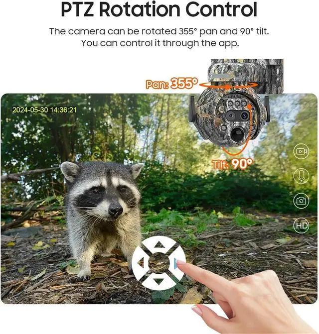 Alt view image 7 of 7 - 8MP Solar Powered Camera 4K 4G / WiFi Solar Camera Solar Panel Security PIR Human Detection Cam in Forest(WiFi 128GB)