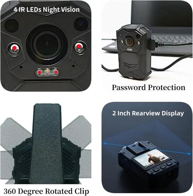 Alt view image 3 of 4 - A21P Body Worn Camera IR 15 Hrs Video Recording 2-inch Screen GPS Wearable Cam Comes with Magnetic Mount Car Charger for Security Patrol Police Law Enforcement Outdoor Activity (64GB)