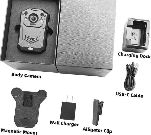 Alt view image 4 of 4 - A21P Body Worn Camera IR 15 Hrs Video Recording 2-inch Screen GPS Wearable Cam Comes with Magnetic Mount Car Charger for Security Patrol Police Law Enforcement Outdoor Activity (64GB)