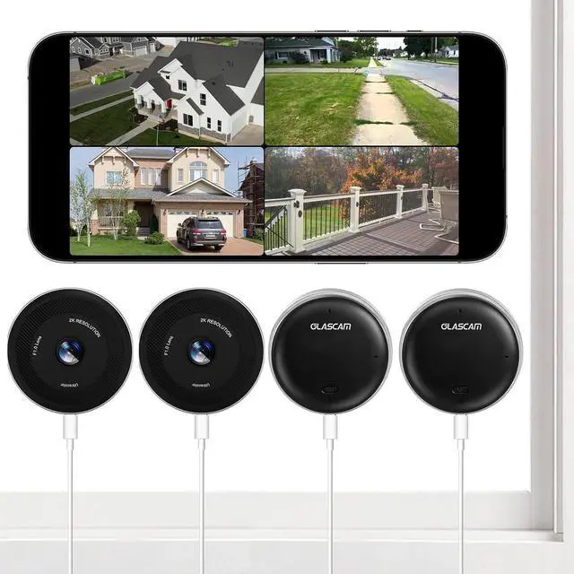 Main image of Window Camera 4-Pack for Home Security, 2K 3MP Indoor Security Camera with WiFi 6 Dual Band 2.4/5.8GHz, UltraColor Night Vision, AI Human Detection, 24/7 Recording, Glass Mount No Drill