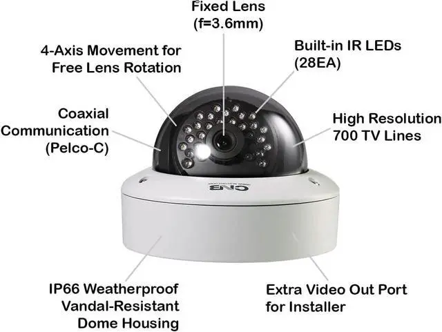 Alt view image 2 of 2 - CNB LCP-50S 960H 700 TVL IR Outdoor IP66 Vandal proof Dome Camera Security System Surveillance Camera