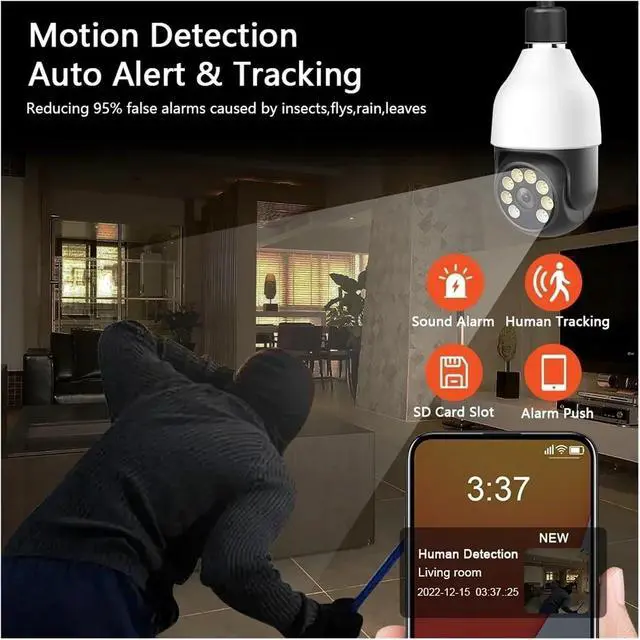 Alt view image 5 of 6 - 5MP TUYA E27 Bulb IP Camera 2.4G/5G WiFi PTZ IP CCTV Outdoor Night Vision Security Video Bulb Surveillance Camera(5MP None TF Card)
