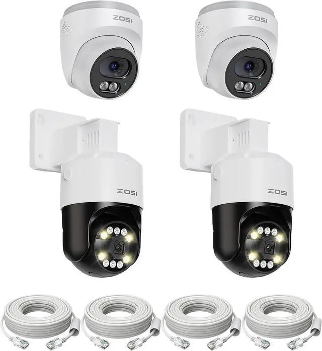 Main image of ZOSI C220 2X 4K 8MP Add-On PoE IP Camera Outdoor Indoor, 2X C296 8MP 4K PoE IP Pan/Tilt Add-on Security Camera, AI Person/Face/Vehicle Detection, Two-Way Audio, Night Vision, Only Work with ZOSI NVR