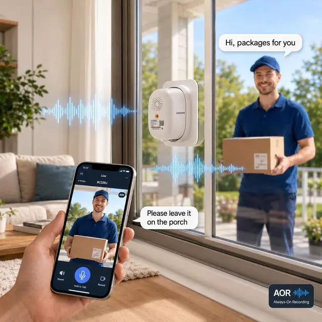 Alt view image 2 of 7 - 2.5K 4MP Window Camera, WiFi Indoor HD Home Security Camera, Upgraded Color Night Vision, Smart AI Motion & Human Detection, Two Way Audio, Continuous 24/7 Recording, Easy & Quick Install
