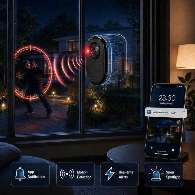 Alt view image 4 of 7 - 2.5K 4MP Window Camera, WiFi Indoor HD Home Security Camera, Upgraded Color Night Vision, Smart AI Motion & Human Detection, Two Way Audio, Continuous 24/7 Recording, Easy & Quick Install