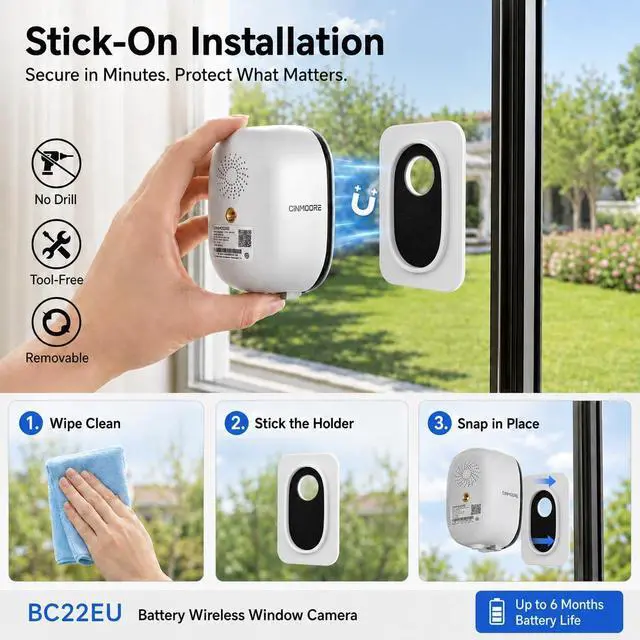 Alt view image 7 of 7 - 2.5K 4MP Window Camera, WiFi Indoor HD Home Security Camera, Upgraded Color Night Vision, Smart AI Motion & Human Detection, Two Way Audio, Continuous 24/7 Recording, Easy & Quick Install
