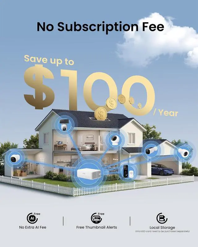Alt view image 2 of 7 - youkey 2-Cam Kit Solar Security Cameras Wireless Outdoor, 24/7 AOV Continuous Recoding, 2.5K Home Security System with Solar Panel, Free Face Recognition AI, Expandable Local Storage, No Monthly Fee
