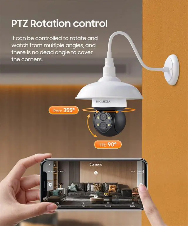 Alt view image 2 of 7 - 4MP Light Bulb Camera,10X ZOOM Camera Video Surveillance External Protection Recorder PTZ Dual Lens 4Mm-12Mm Color Night,360° View Camera Indoors/Outdoors,4m add 32gb