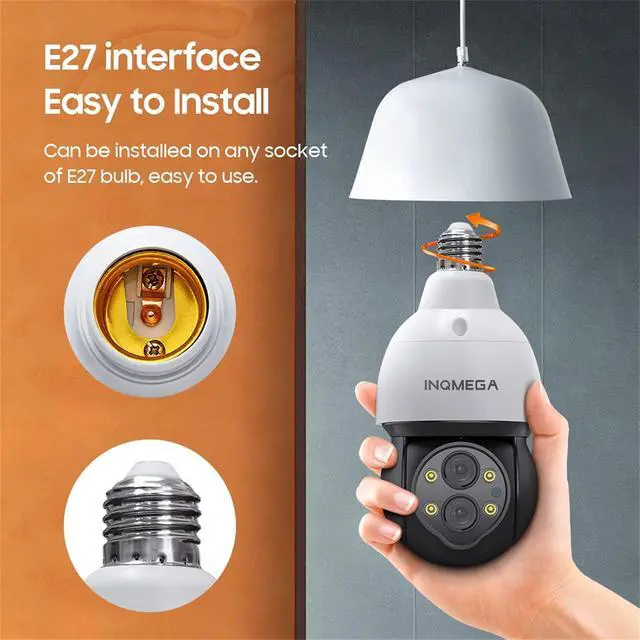 Alt view image 3 of 7 - 4MP Light Bulb Camera,10X ZOOM Camera Video Surveillance External Protection Recorder PTZ Dual Lens 4Mm-12Mm Color Night,360° View Camera Indoors/Outdoors,4m add 32gb