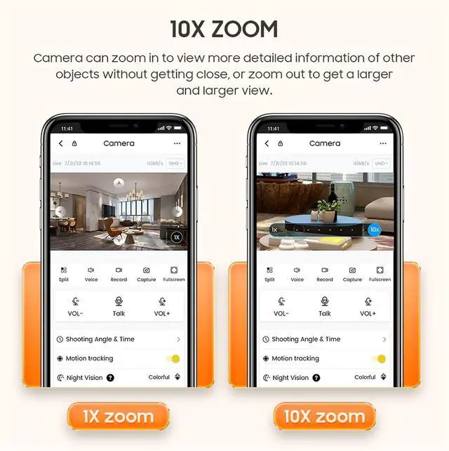 Alt view image 4 of 7 - 4MP Light Bulb Camera,10X ZOOM Camera Video Surveillance External Protection Recorder PTZ Dual Lens 4Mm-12Mm Color Night,360° View Camera Indoors/Outdoors,4m add 32gb