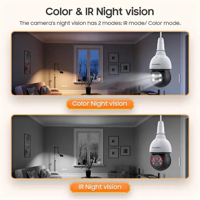 Alt view image 5 of 7 - 4MP Light Bulb Camera,10X ZOOM Camera Video Surveillance External Protection Recorder PTZ Dual Lens 4Mm-12Mm Color Night,360° View Camera Indoors/Outdoors,4m add 32gb