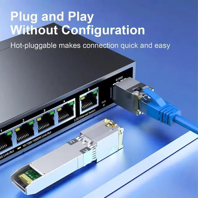 Alt view image 3 of 7 - 2Pack 1.25G/2.5G/5G/10GBase-T SFP+ Transceiver, 10G SFP+ to RJ45 Copper Module for Cisco SFP-10G-T-S, Ubiquiti UF-RJ45-10G, Netgear, D-Link, Supermicro, TP-Link, up to 30m