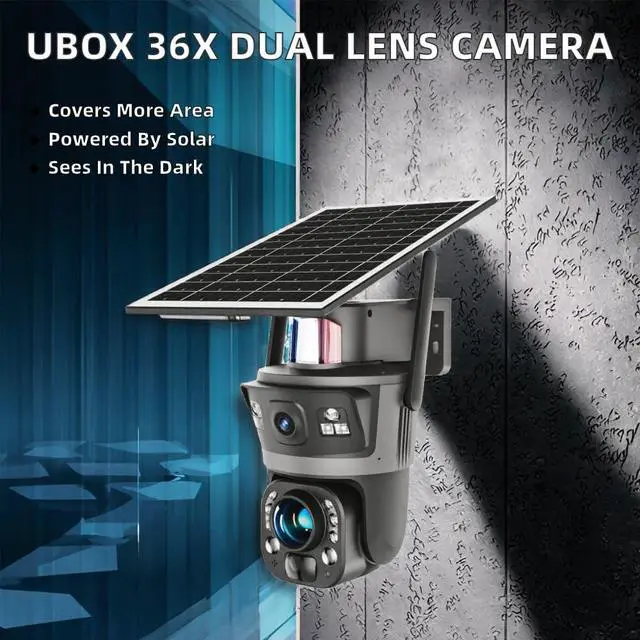 Alt view image 6 of 6 - for UBOX 6MP Solar PTZ Security Camera Outdoor, Dual Lens, 36X Zoom, 20X Optical Zoom, IP66 Waterproof, Night Vision, Two-Way Audio, Human Tracking, 15601mAh Battery