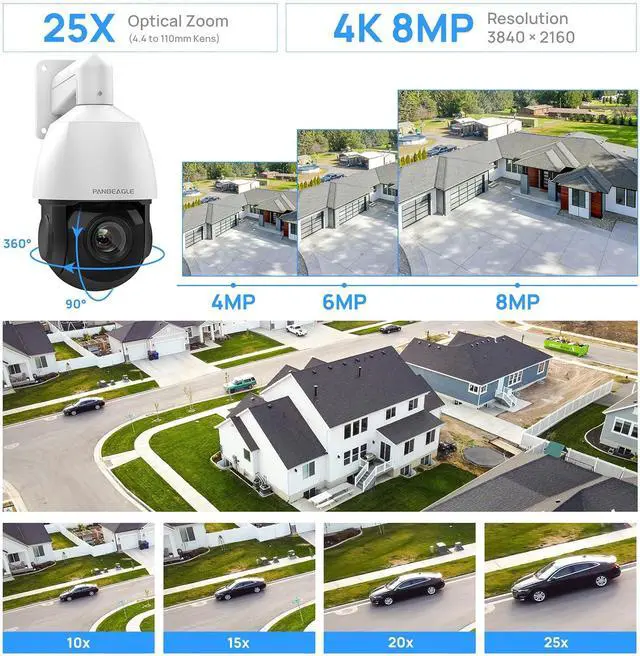 Alt view image 3 of 7 - panoeagle,Auto Tracking 4K 8MP PTZ IP Camera with Pan Tilt 25x Optical Zoom,HumanVehicle,328ft IR Night Vision,2-Way Talk,Compatible with Outdoor Dome PTZ Camera with Auto Cruise,IP66