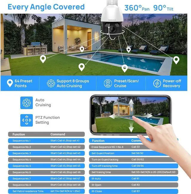 Alt view image 4 of 7 - panoeagle,Auto Tracking 4K 8MP PTZ IP Camera with Pan Tilt 25x Optical Zoom,HumanVehicle,328ft IR Night Vision,2-Way Talk,Compatible with Outdoor Dome PTZ Camera with Auto Cruise,IP66