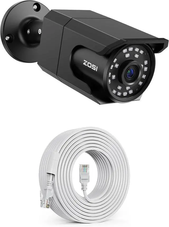 Main image of ZOSI 4K 8MP Security PoE IP Bullet Camera with 100ft Ethernet cable, with Audio, Human Detect, 100ft B&W Night Vision, 4.0mm Lens, 110° Viewing Angle, IP66 Weatherproof (Only Work with our 4K POE NVR)