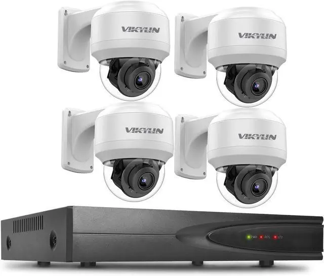 Main image of VIKYLIN Plug & Play 4K 8CH PoE NVR Recorder and 4pcs 5MP PTZ PoE IP Camera Outdoor with Mic/Audio,Security Pan Tilt 4X Optical Zoom/2.8~12mm Lens,Human/Vehicle Detection