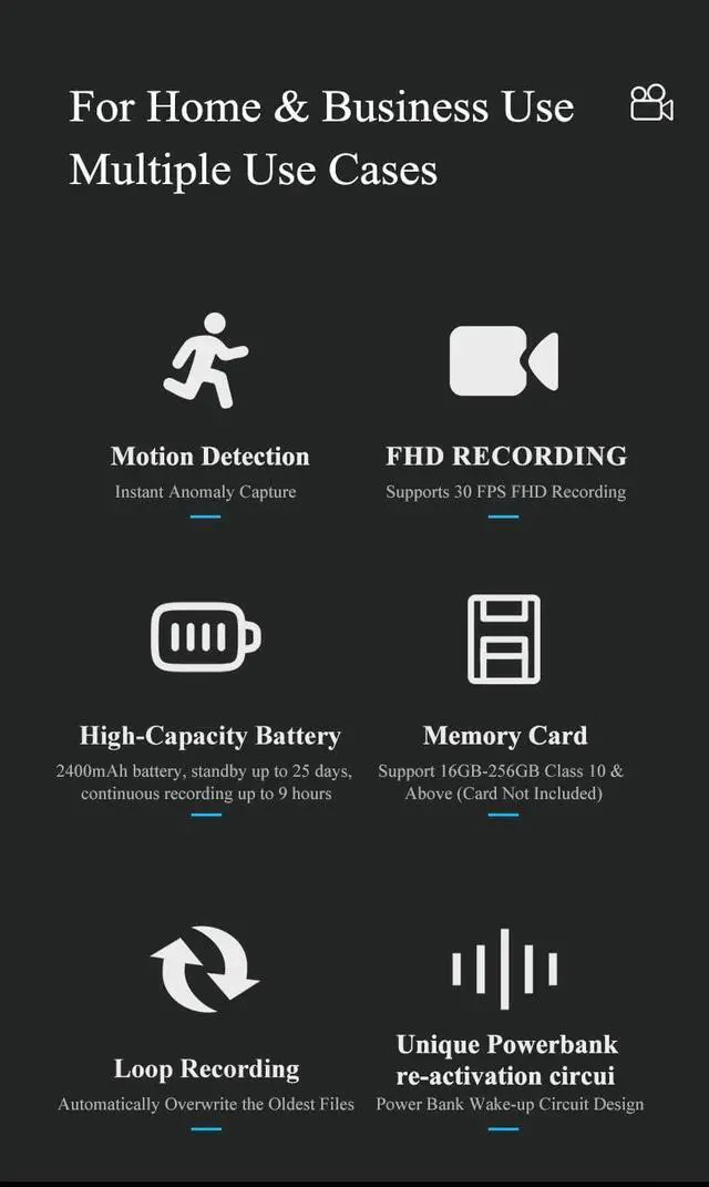 Alt view image 6 of 7 - Zetta Z83 140° Camera Lens Work Thru Glass 1080P 30FPS Super Low LUX Wireless Hidden Cameras Video Small Portable Nanny Cam Motion Detection Indoor Small Camera Parking Records