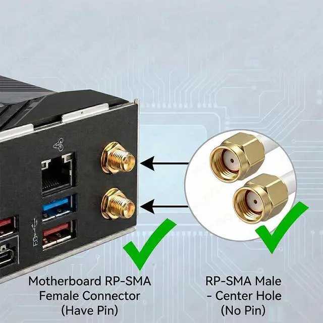 Alt view image 3 of 7 - WiFi 6 Antennas Replacement for MSI Motherboard RP-SMA 2T2R Dual Band WiFi 6E High Gain Antenna Tri-Band 2.4GHz 5GHz Magnetic Base Adapter PC Desktop Computer Black