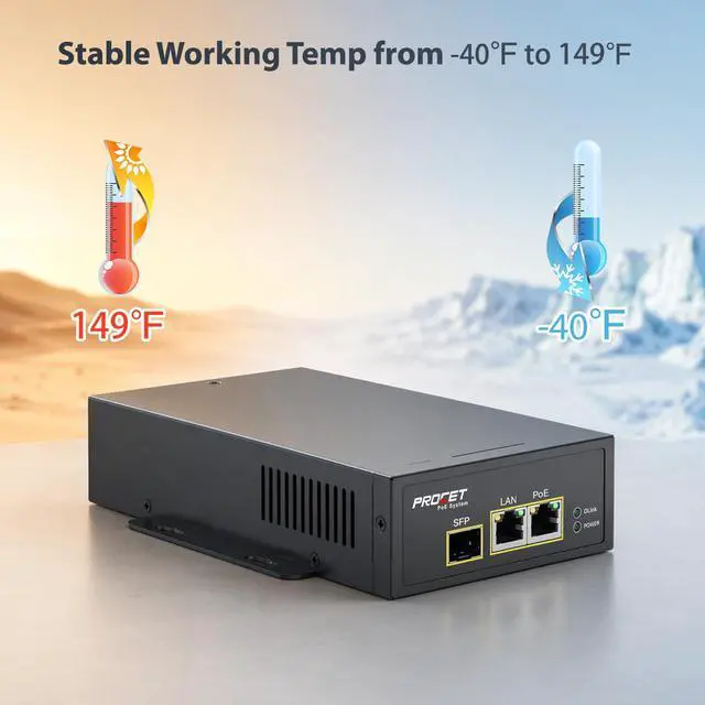Alt view image 5 of 6 - PROCET PoE Injector PoE++ 95W SFP Fiber Gigabit Uplink, Working Temp -40 to 149 for Ubiquiti mmWave Bridge/Access Point, PTZ PoE Camera, Small Cell, Smart Factory, Commercial Kiosks Display