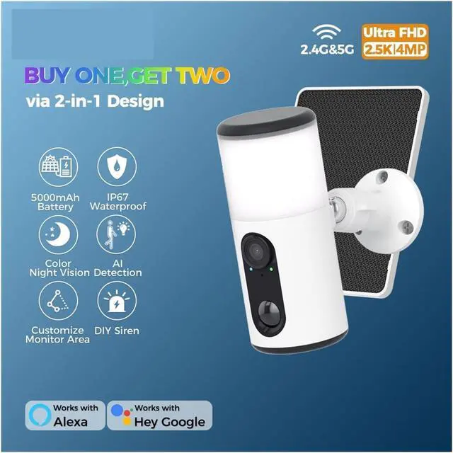 Alt view image 2 of 7 - WiFi Solar Battery Powered Outdoor Security IP Camera