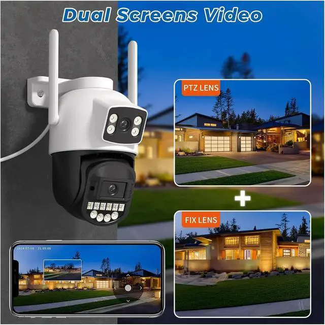 Alt view image 2 of 6 - 5/8MP 5K Dual Screen 5G WiFi PTZ Camera 5X Zoom Email Alarm