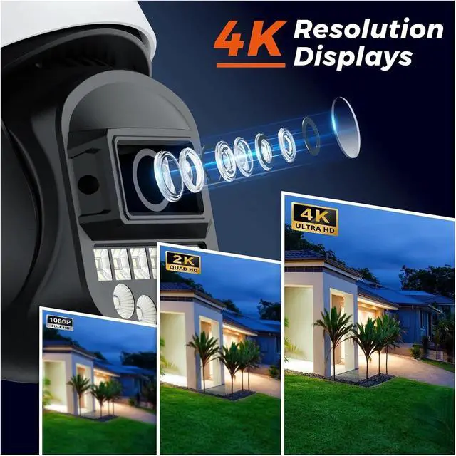 Alt view image 4 of 6 - 5/8MP 5K Dual Screen 5G WiFi PTZ Camera 5X Zoom Email Alarm