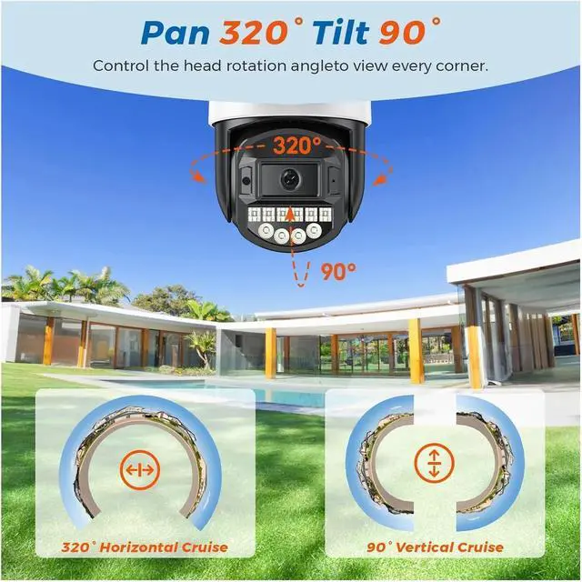 Alt view image 6 of 6 - 5/8MP 5K Dual Screen 5G WiFi PTZ Camera 5X Zoom Email Alarm