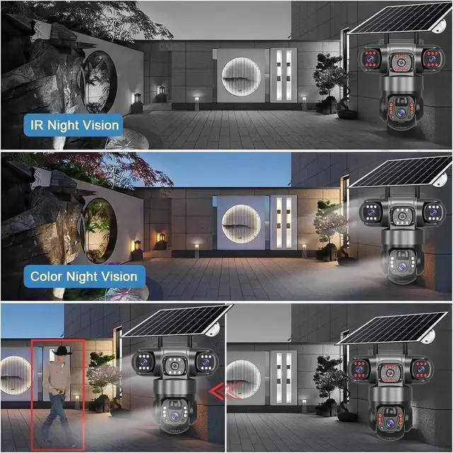 Alt view image 7 of 7 - Tri-Lens 4G Solar PTZ Security IP Camera