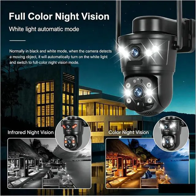 Alt view image 6 of 7 - 8MP 4K Dual Lens Dual Screen Solar 4G WiFi PTZ Camera