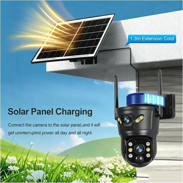 Alt view image 7 of 7 - 8MP 4K Dual Lens Dual Screen Solar 4G WiFi PTZ Camera